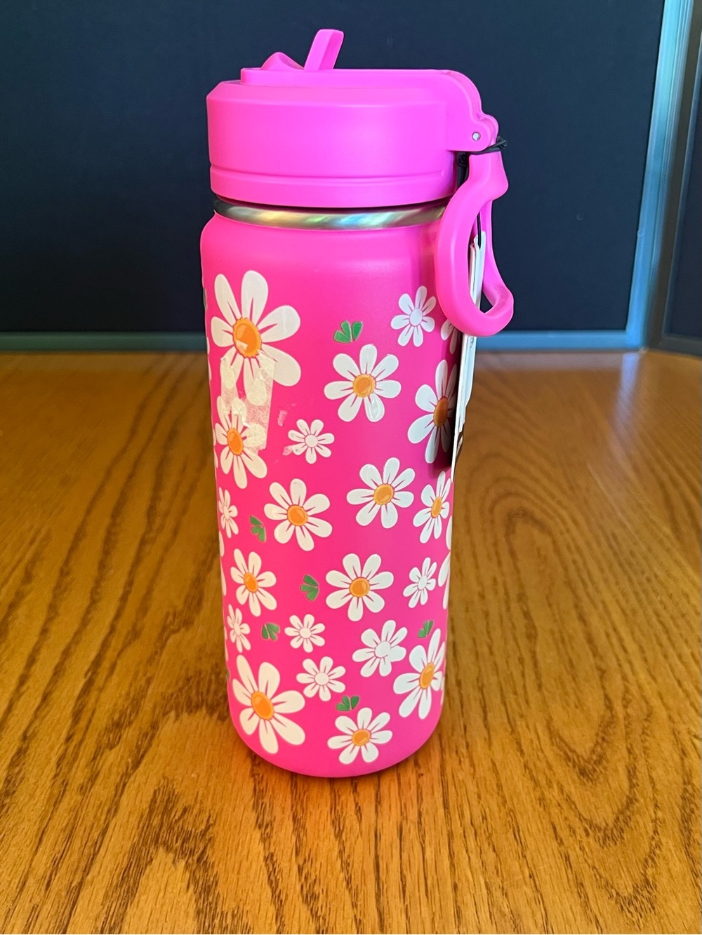 20 oz Hydrapeak Fushia with White Daisies Water Bottle